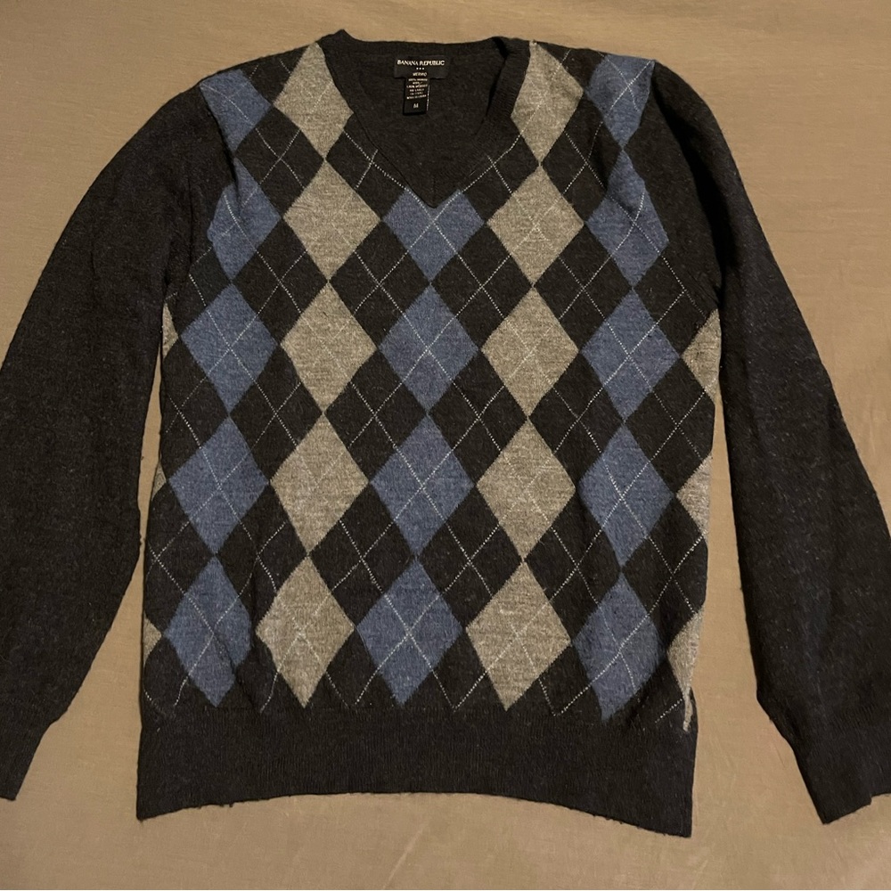 Banana Republic 100% Merino Wool Argyle Sweater